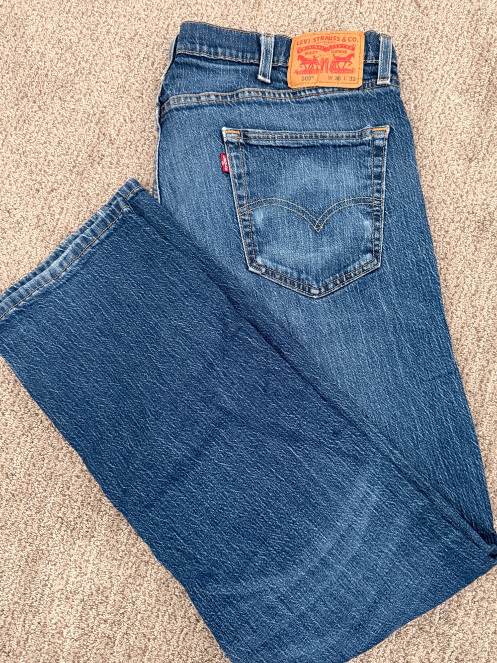 Men’s Levi's Blue Denim Jeans with Tan Leather Patch